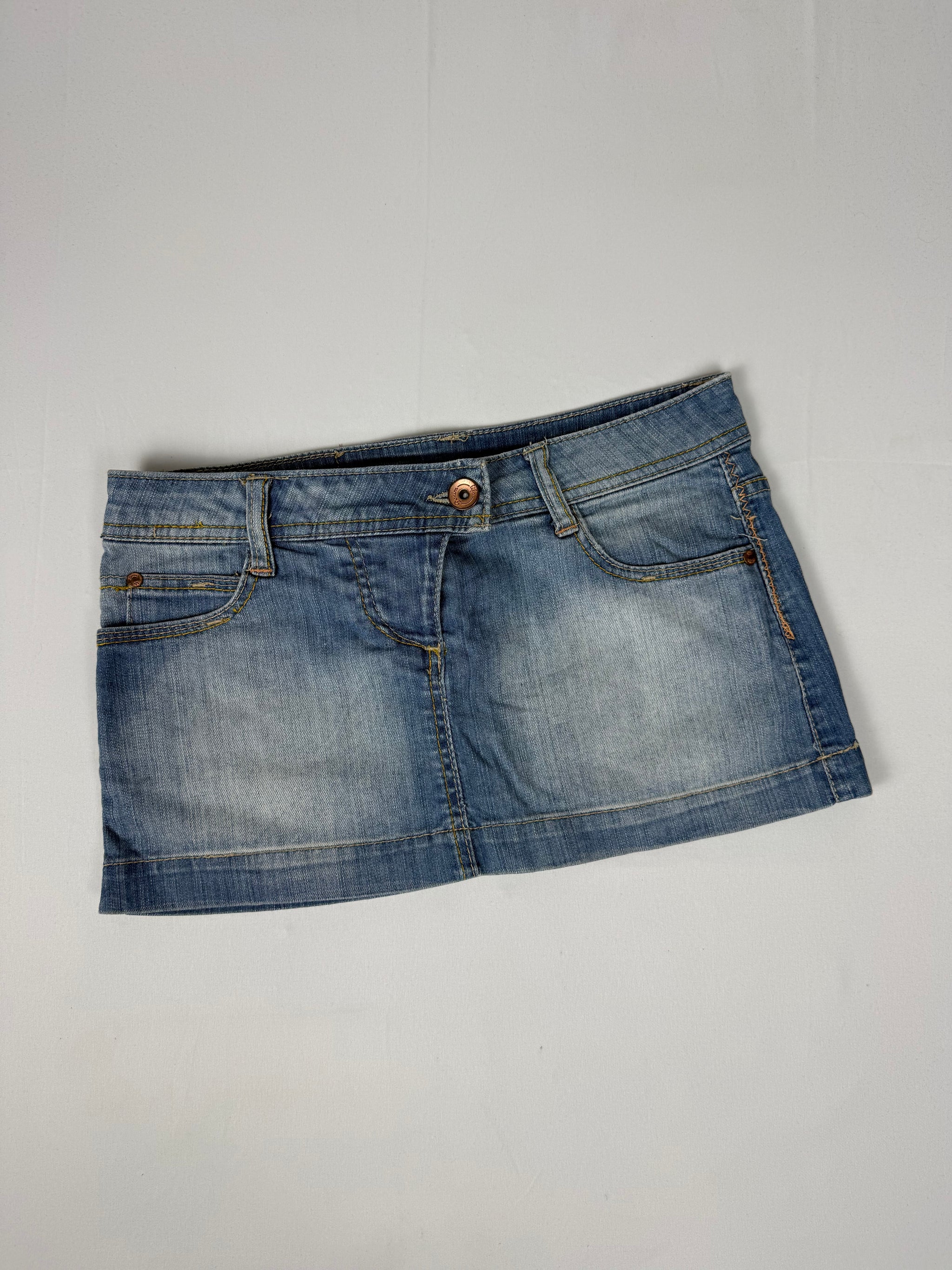 Blue denim low rise mini skirt (S/M)