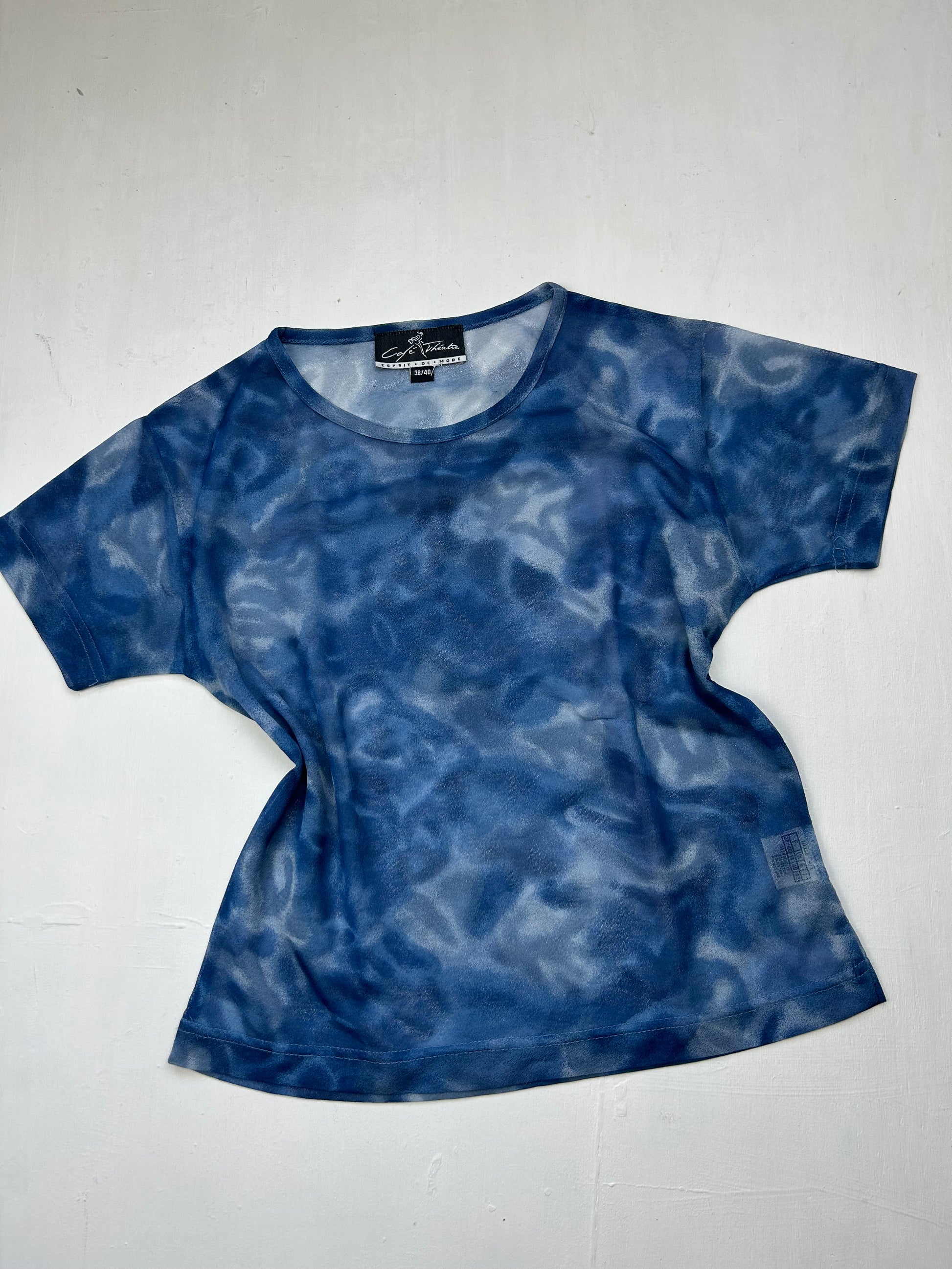 Blue mesh see trough tee (M/L)