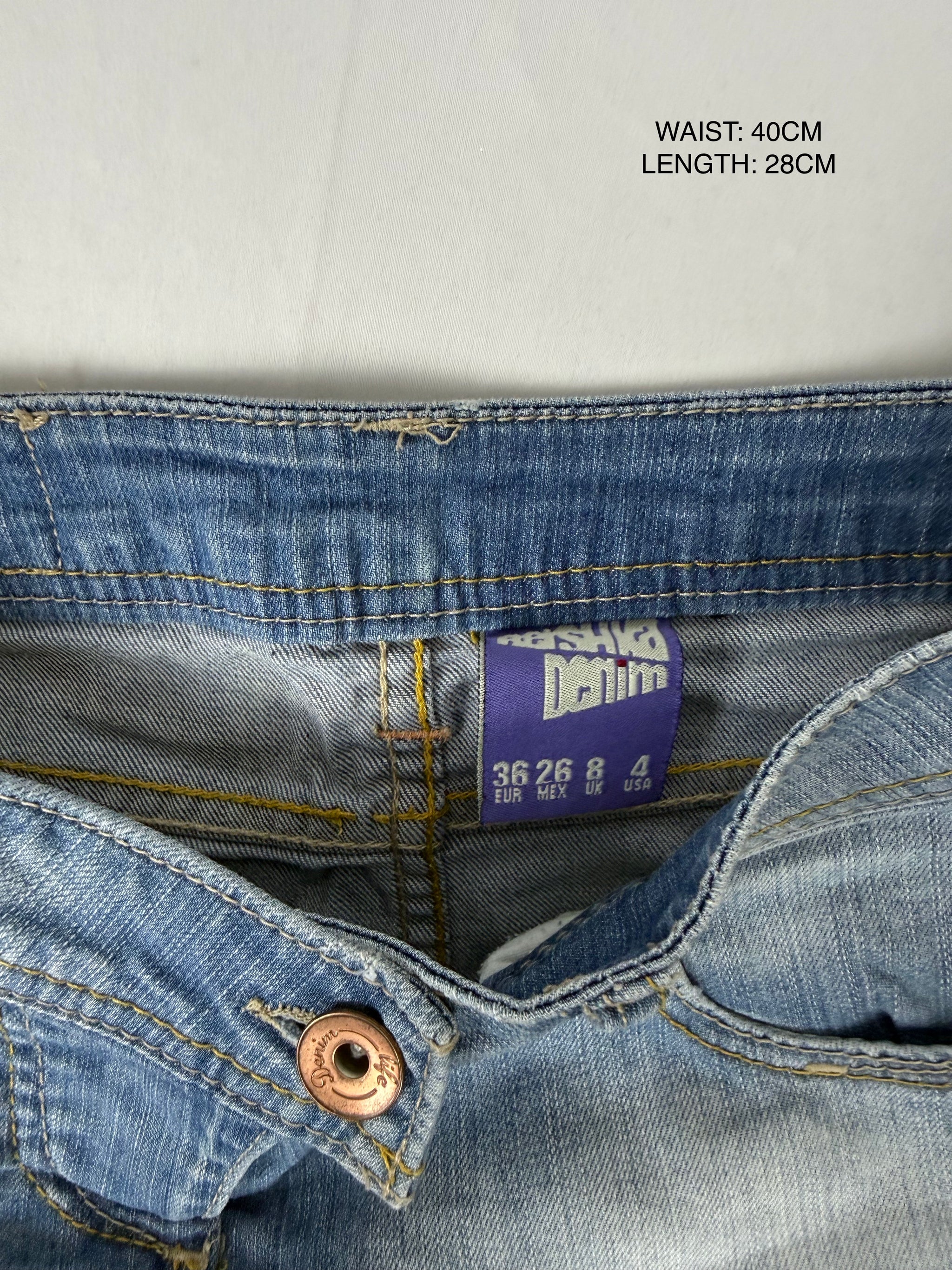 Blue denim low rise mini skirt (S/M)