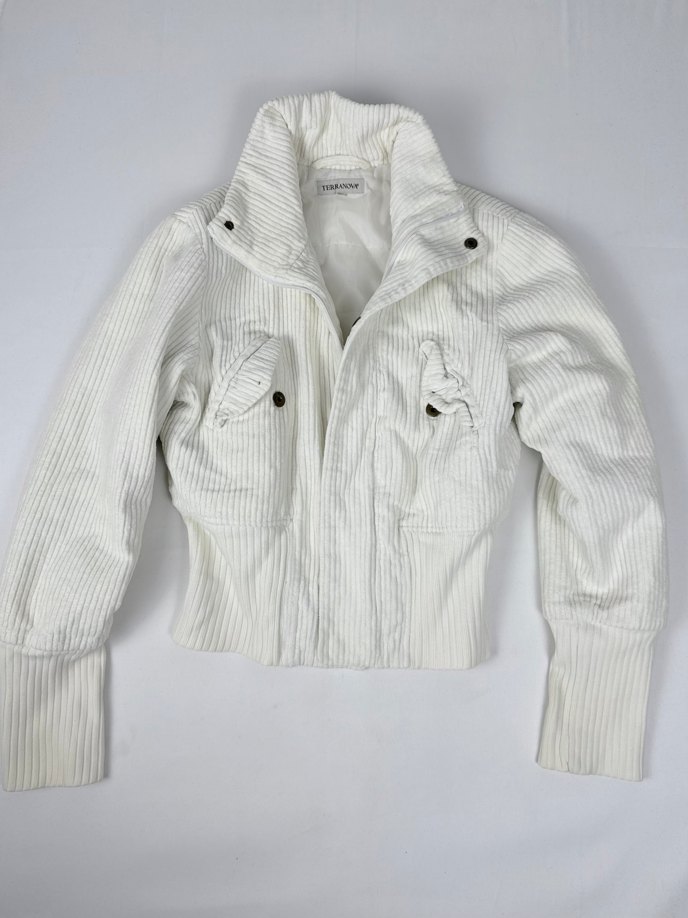 White ribbed biker jacket (S)