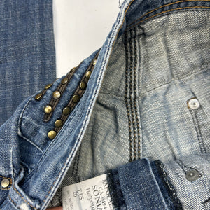 Blue denim low rise straight legs pants (XS)