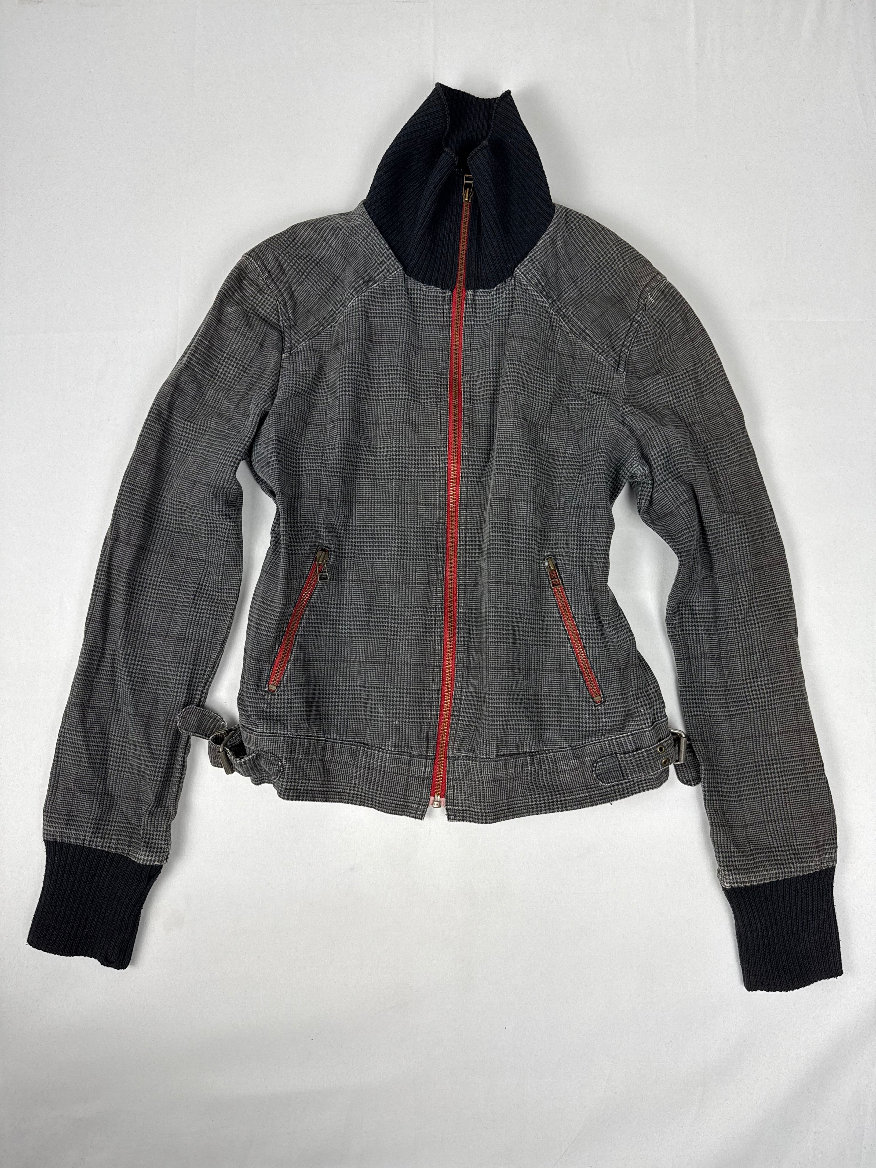 Grey cotton zip up biker jacket (S/M)