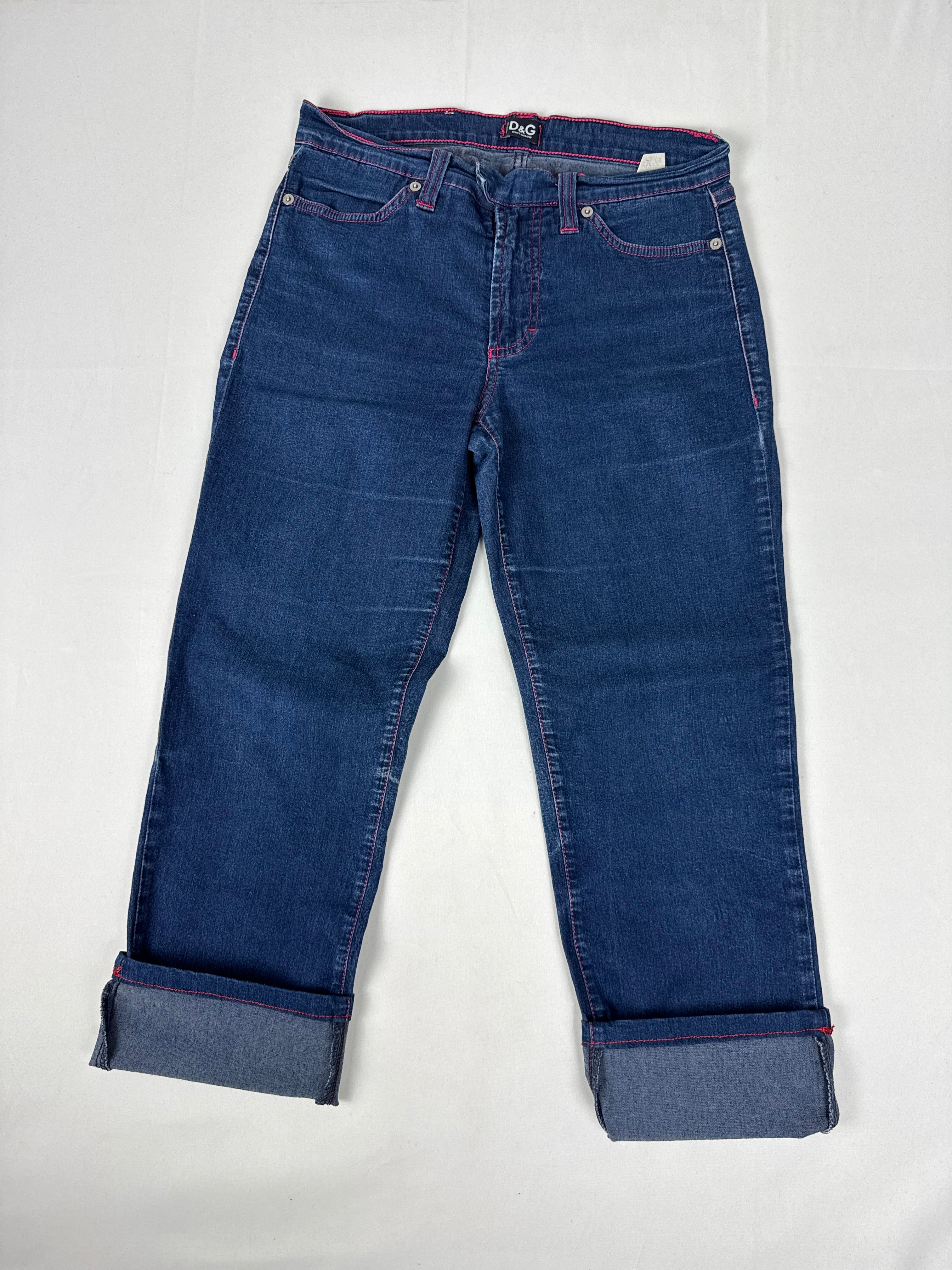 Blue denim low rise capri pants (S)