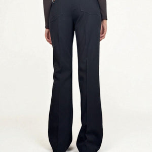 Black low waist office baggy pants with belt (S/M)