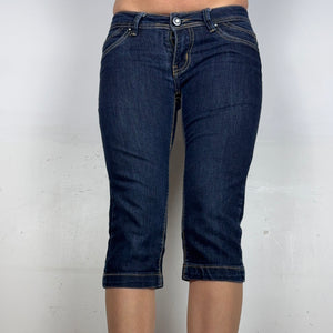 Navy denim low waist capri pants (S)