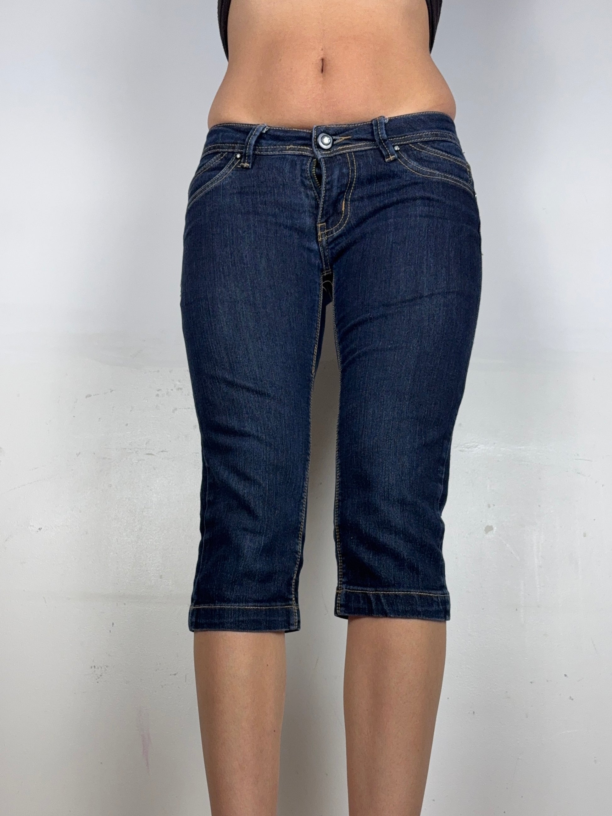 Navy denim low waist capri pants (S)