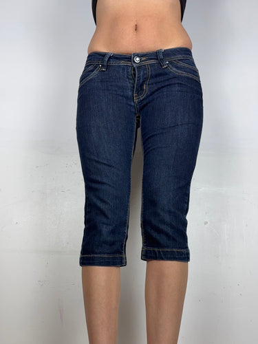 Navy denim low waist capri pants (S)