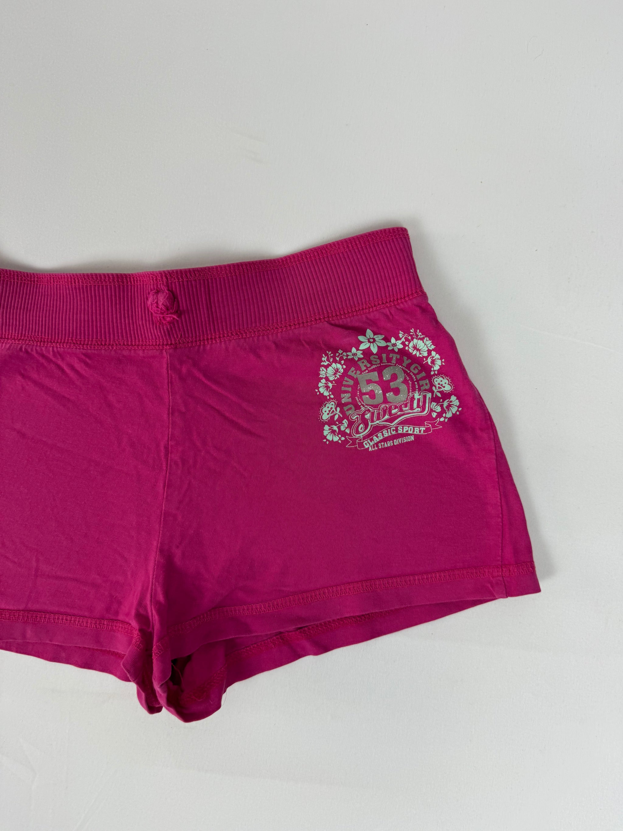 Pink activewear cotton mini short (XS)
