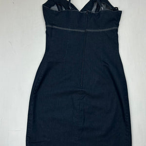Navy blue denim mini dress (S)