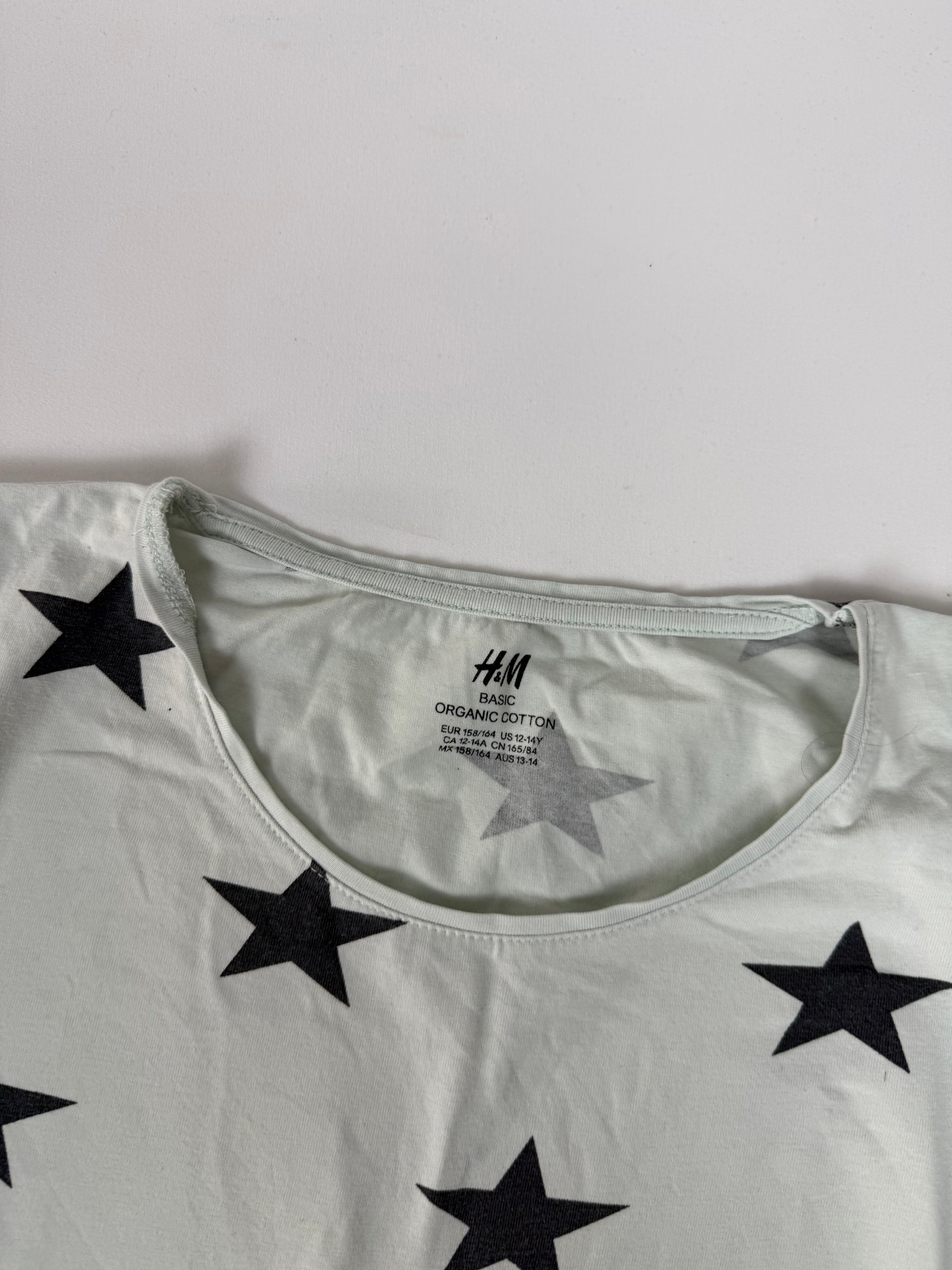 White stars print cotton tee (S)
