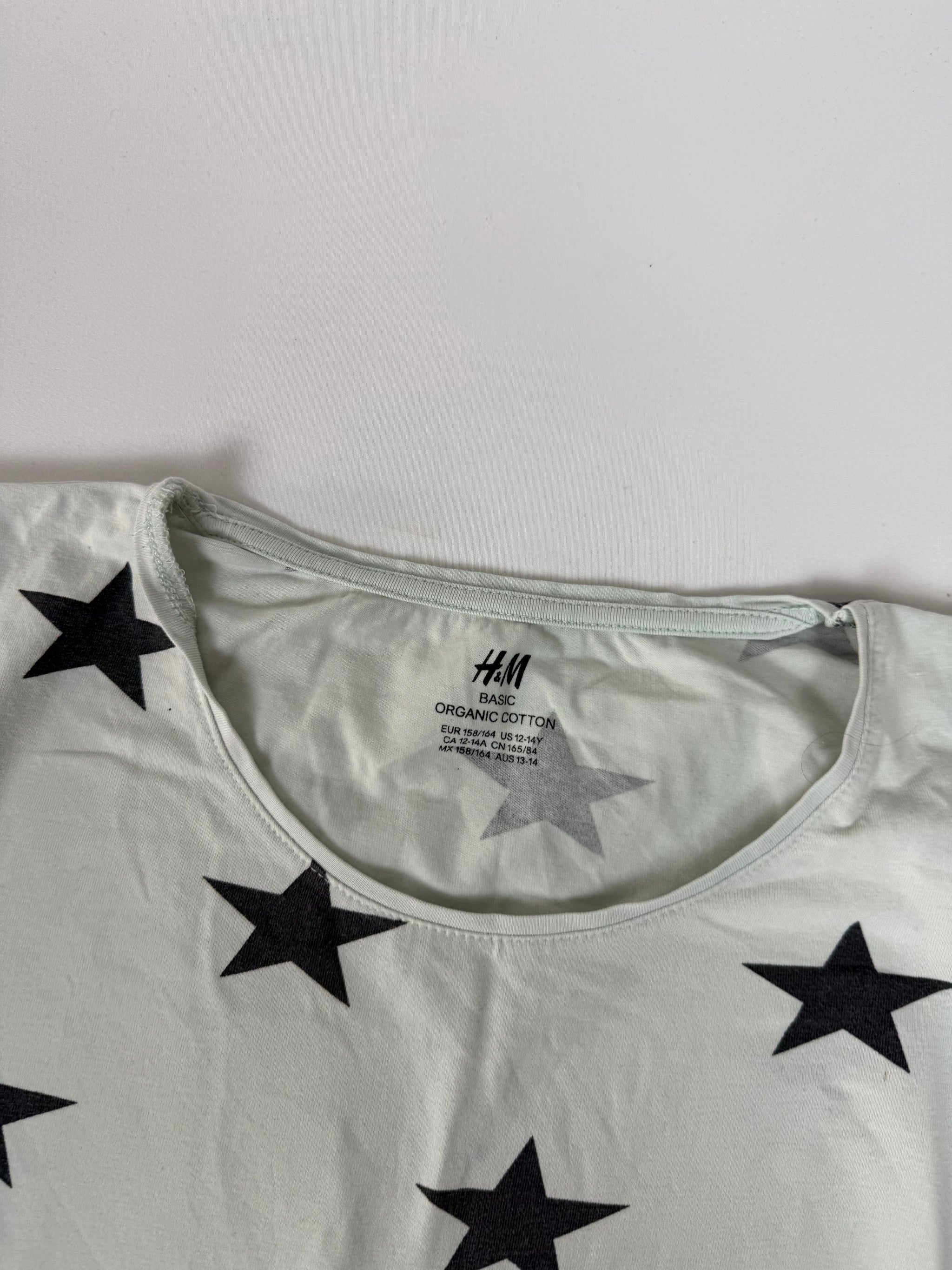 White stars print cotton tee (S)