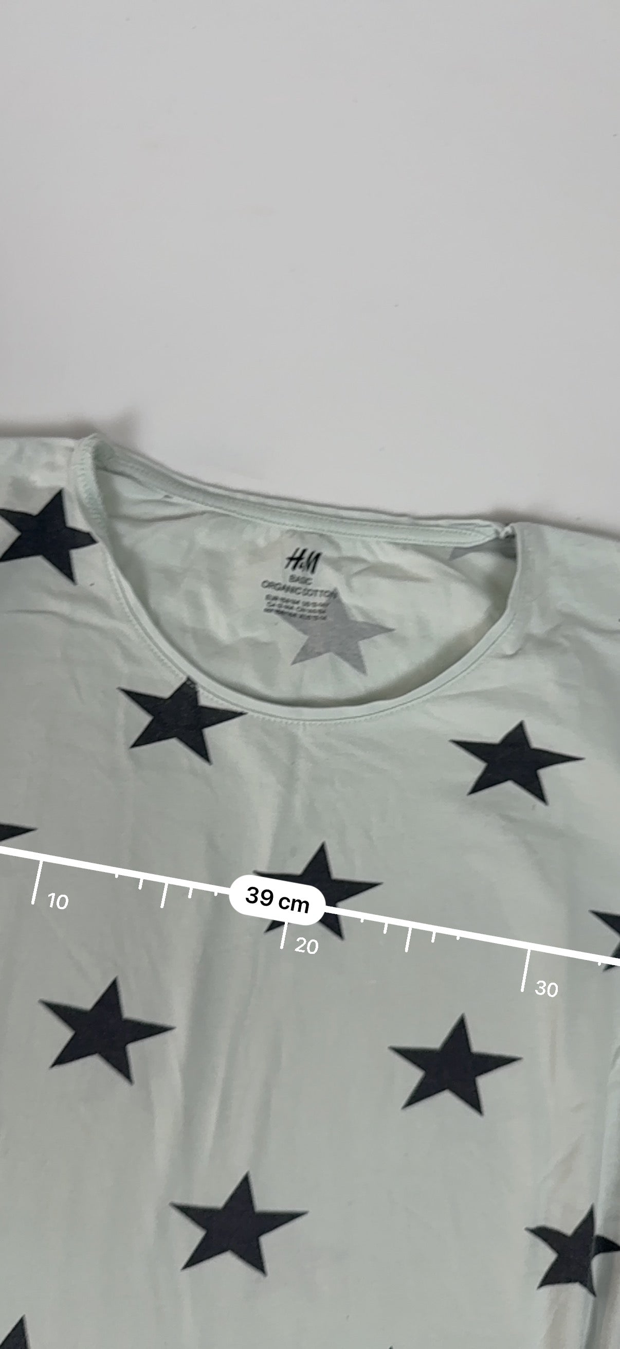 White stars print cotton tee (S)