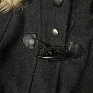 Grey faux fur hooded tight fit jacket (S)