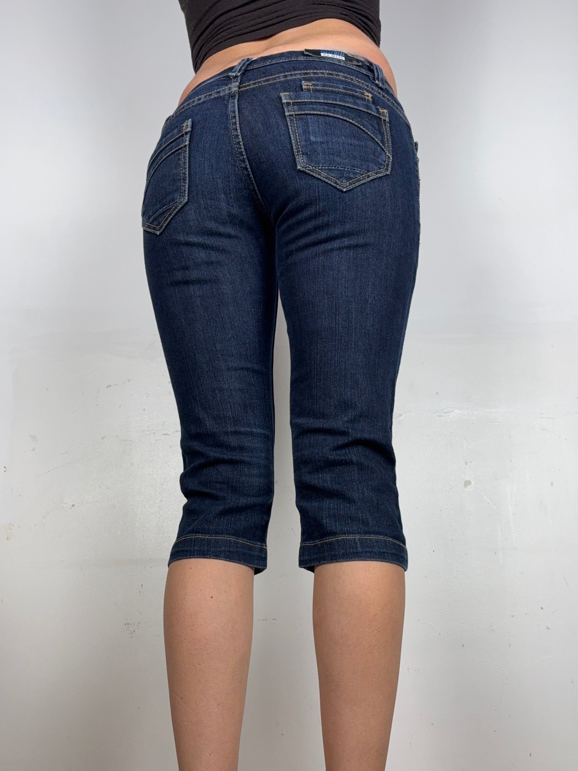 Navy denim low waist capri pants (S)