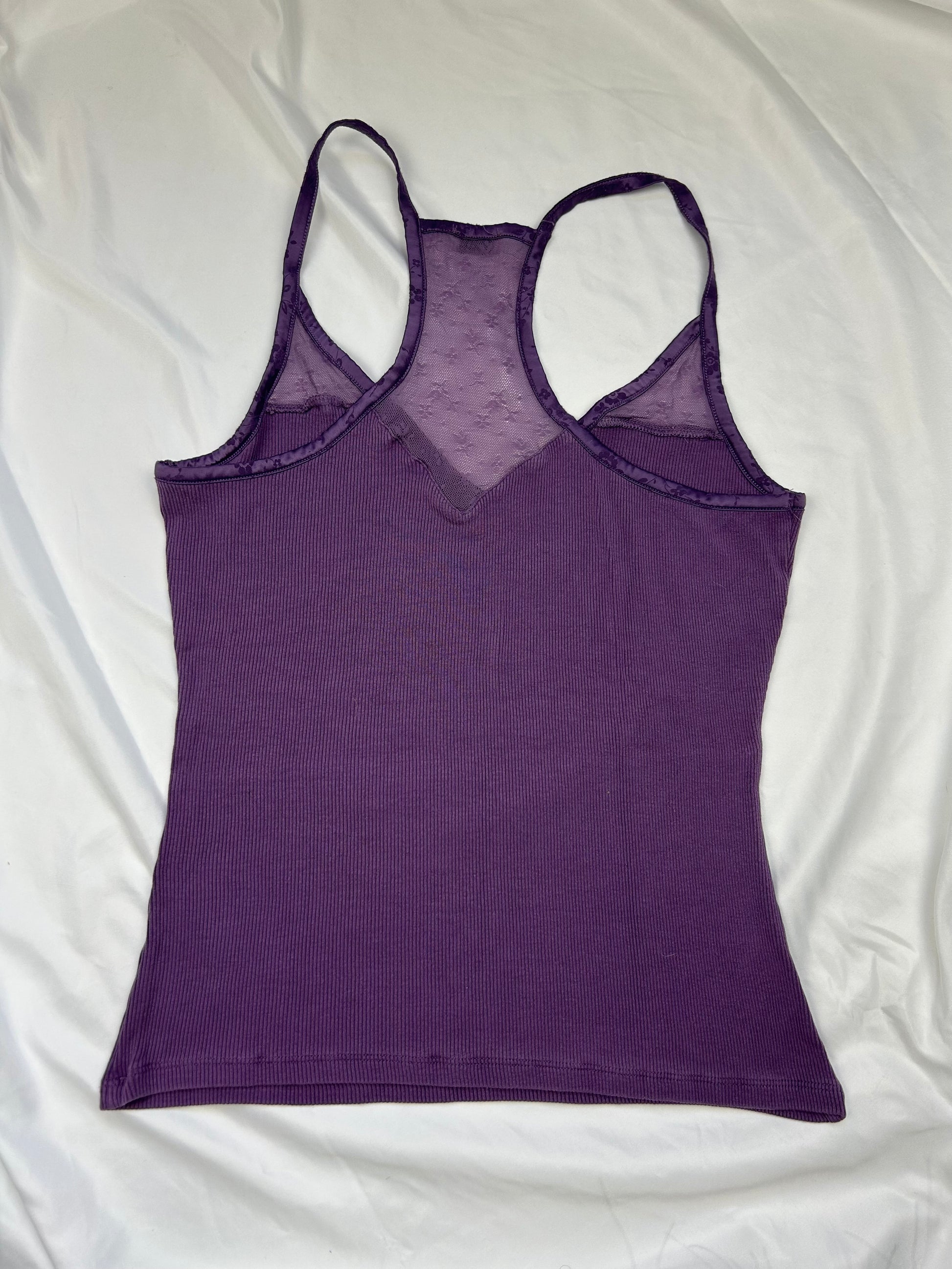 Purple lace & cotton cami top (M/L)