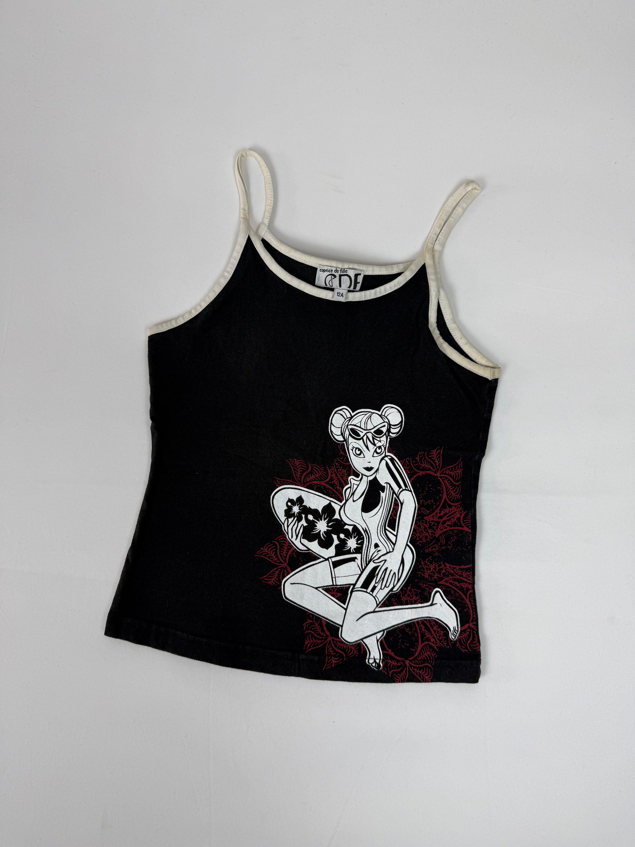 Black graphic activewear top (S)