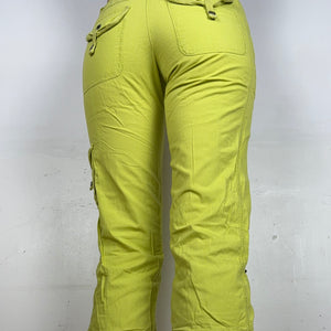 Green 100% cotton cargo low rise capri pants (S)