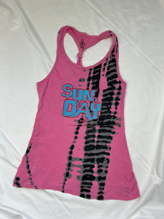 Pink graphic print tank top (S)