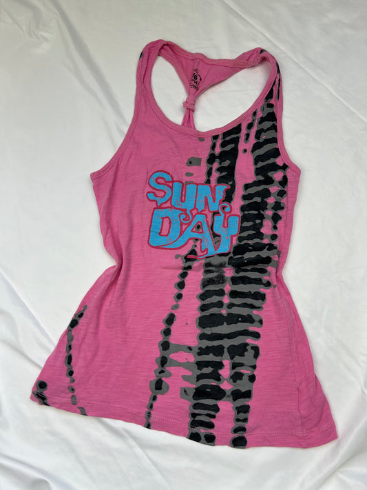 Pink graphic print tank top (S)