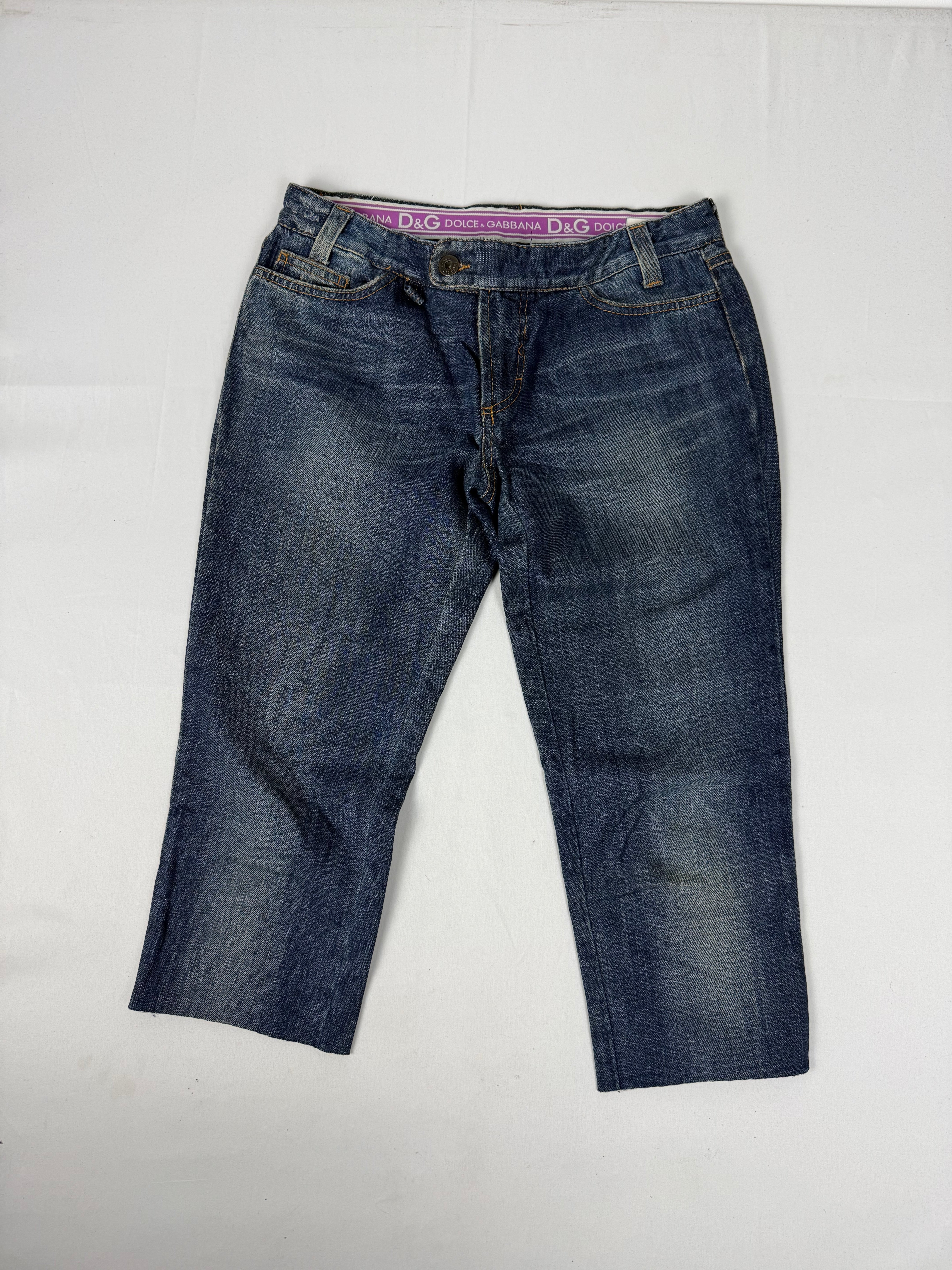 Navy denim low waist capri pants (XS)