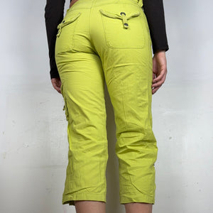 Green 100% cotton cargo low rise capri pants (S)