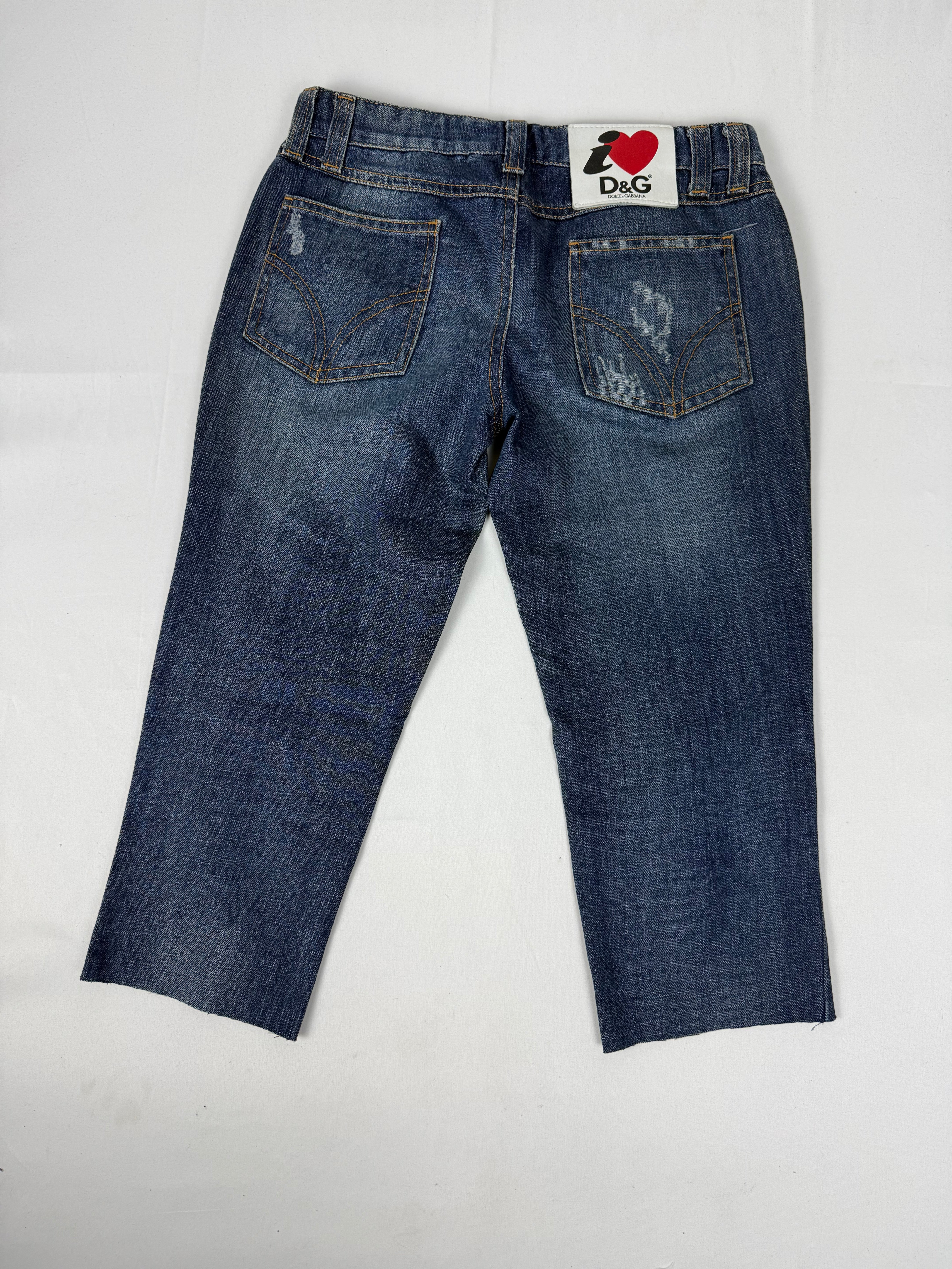 Navy denim low waist capri pants (XS)