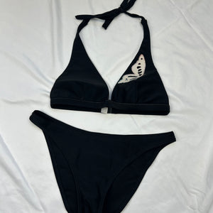 Black butterfly print bikini set (S)