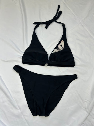 Black butterfly print bikini set (S)