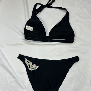 Black butterfly print bikini set (S)