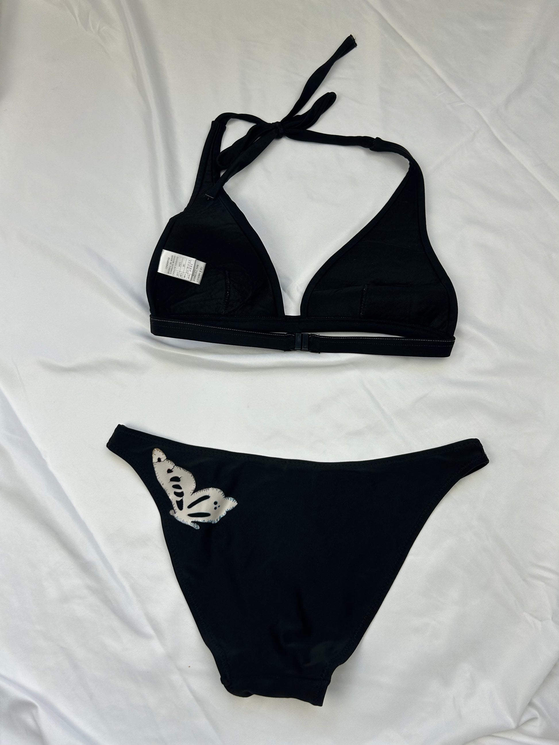 Black butterfly print bikini set (S)