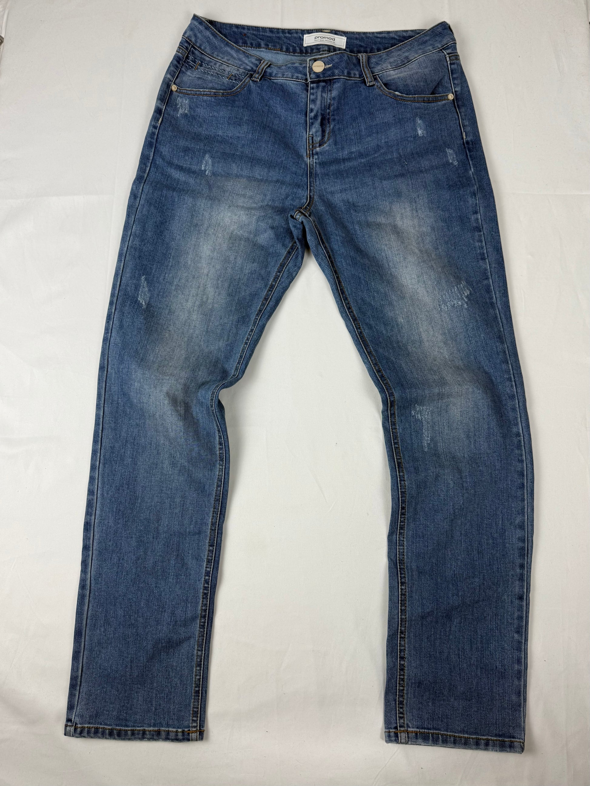 Blue low rise straight legs denim pants (M)