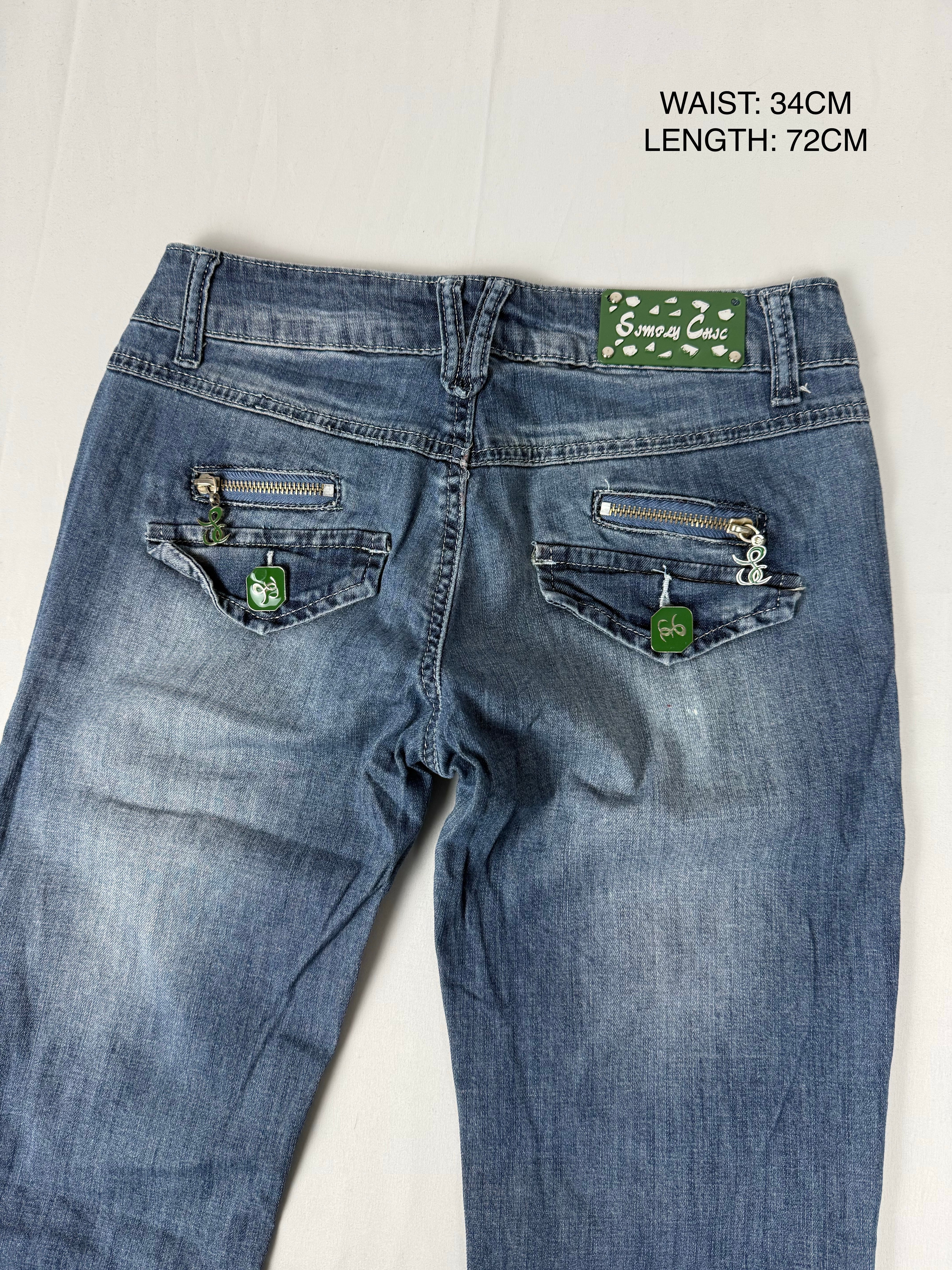Blue denim low rise capri pants (XS/S)