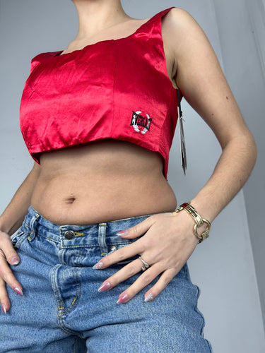 Red silk effect 90s y2k vintage corset top