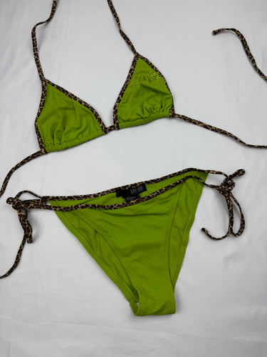 Green & panther low waisted bikini set (S/M)