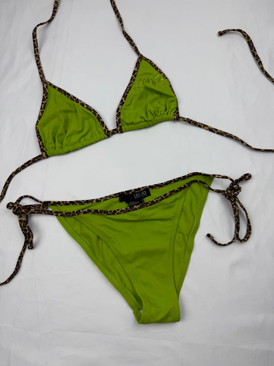 Green & panther low waisted bikini set (S/M)