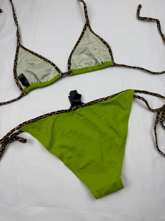 Green & panther low waisted bikini set (S/M)