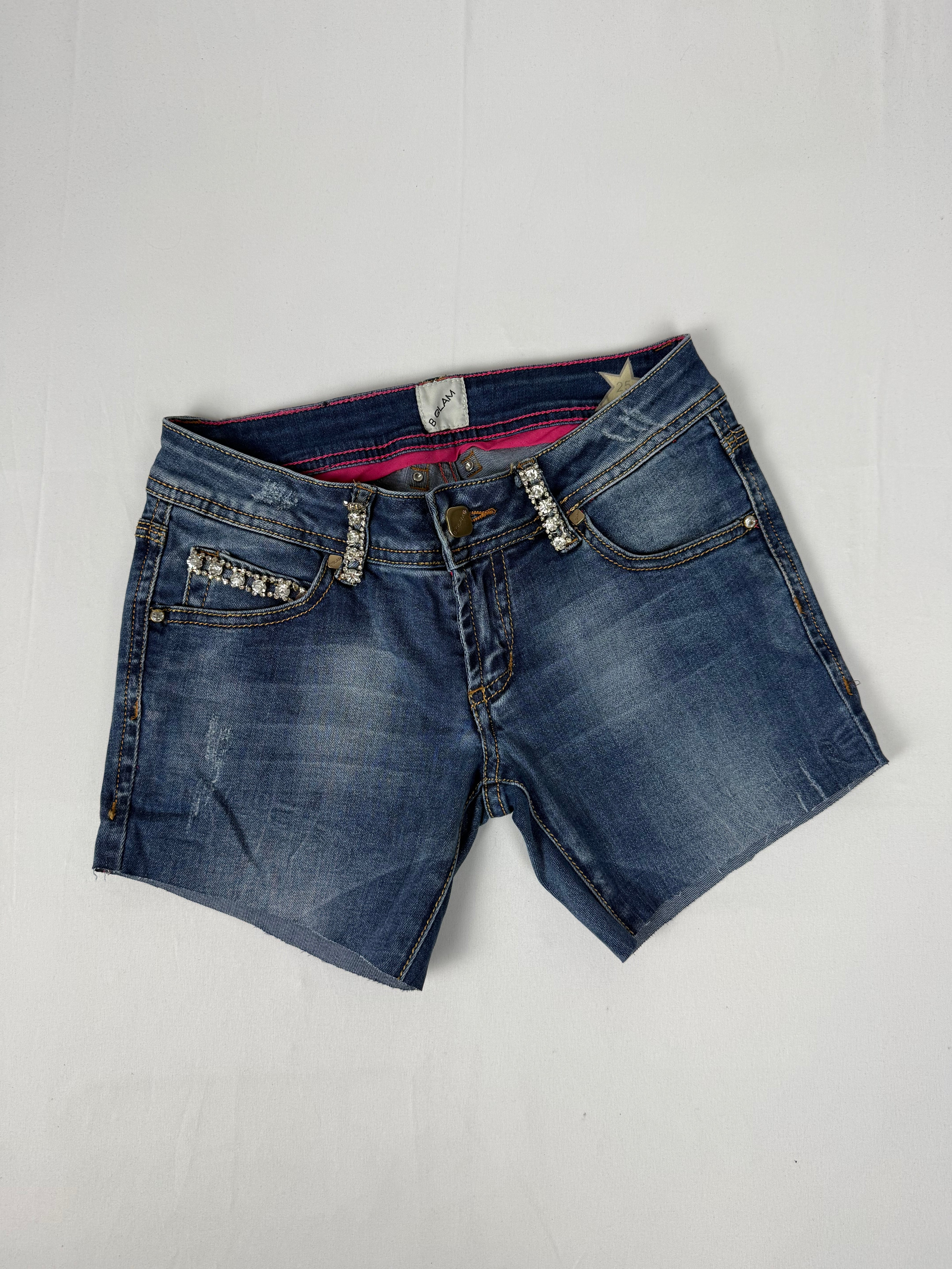 Blue denim low rise mini short (S)