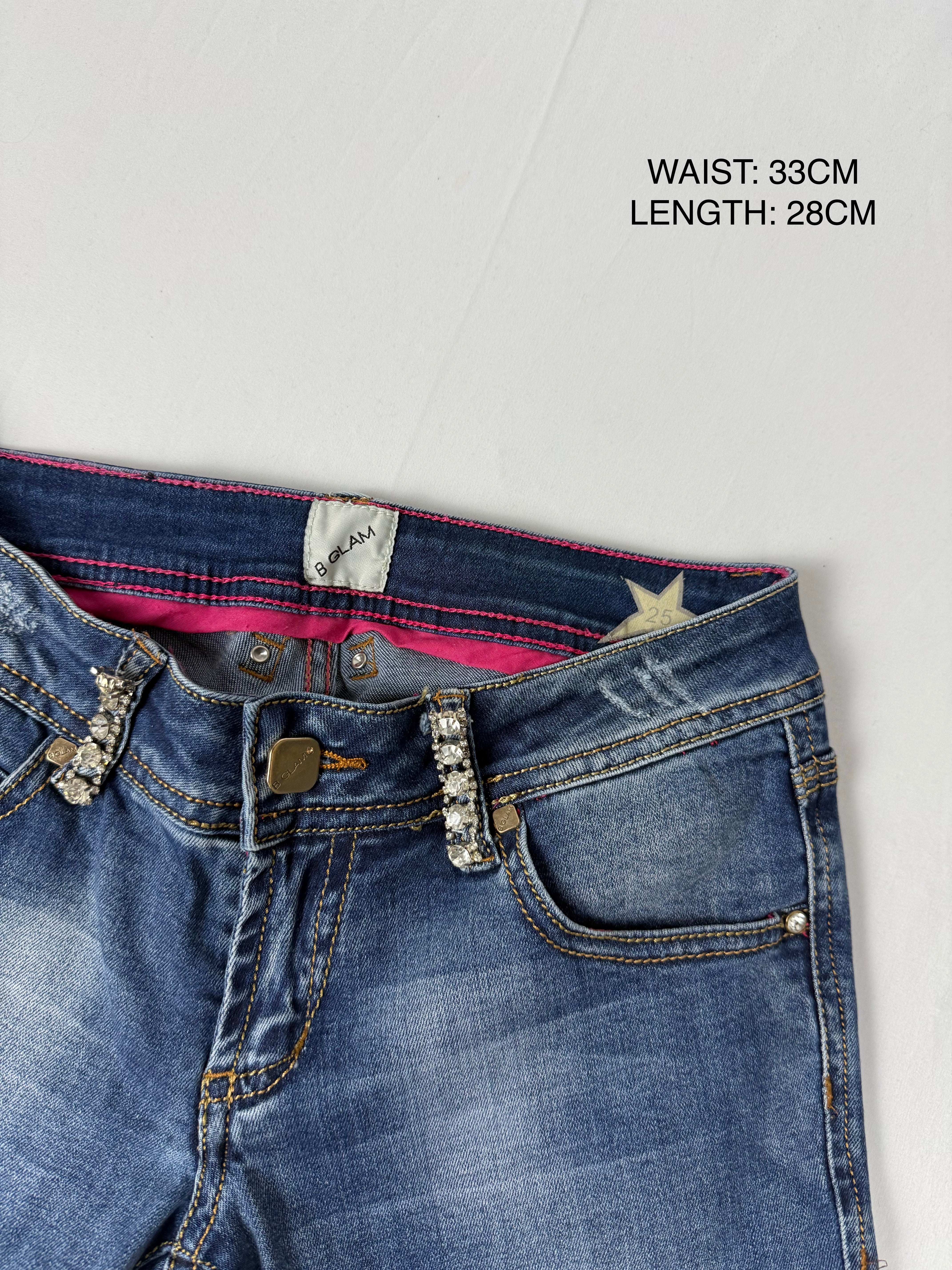 Blue denim low rise mini short (S)