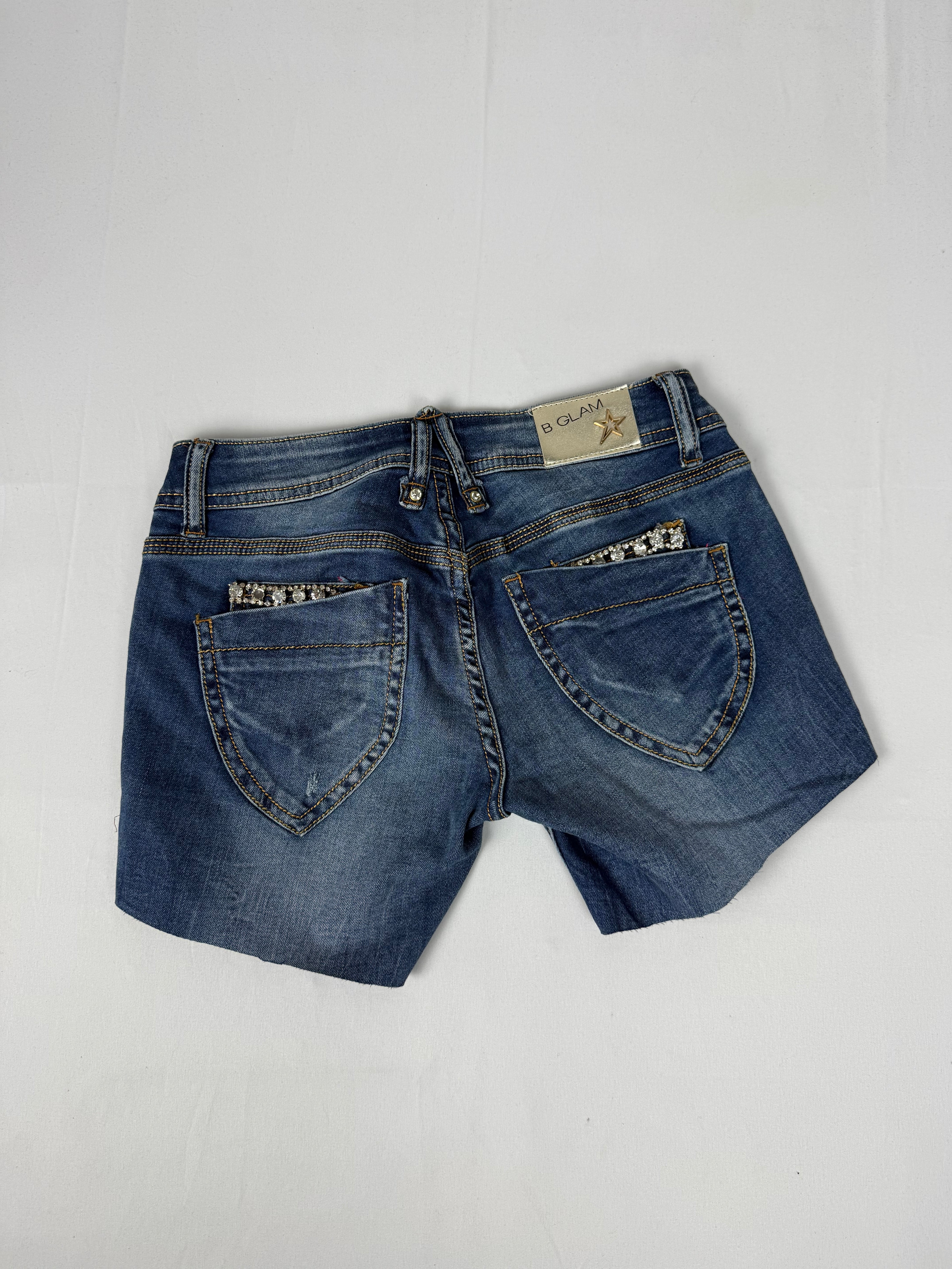 Blue denim low rise mini short (S)