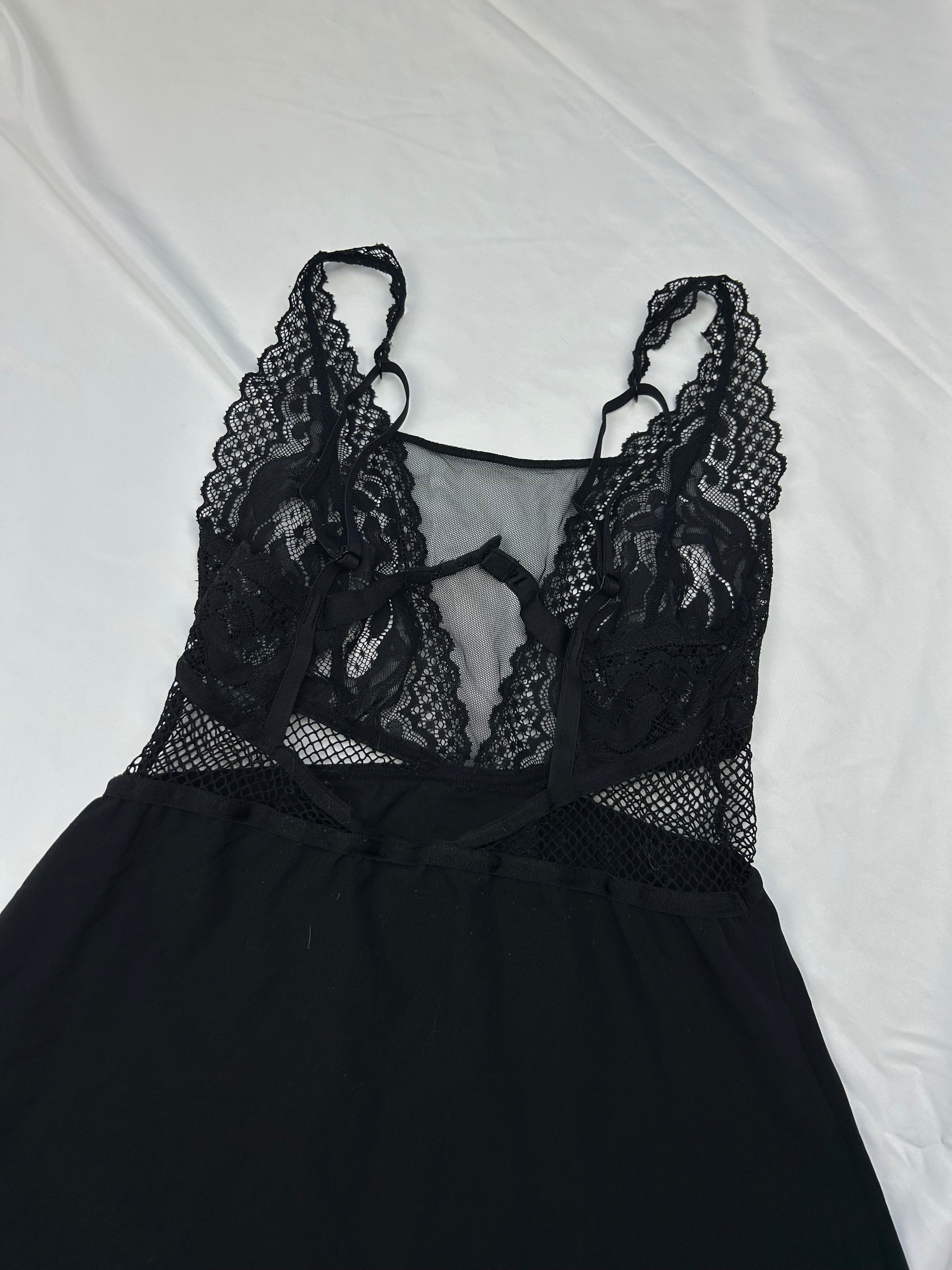 Black lace babydoll mini dress (S/M)