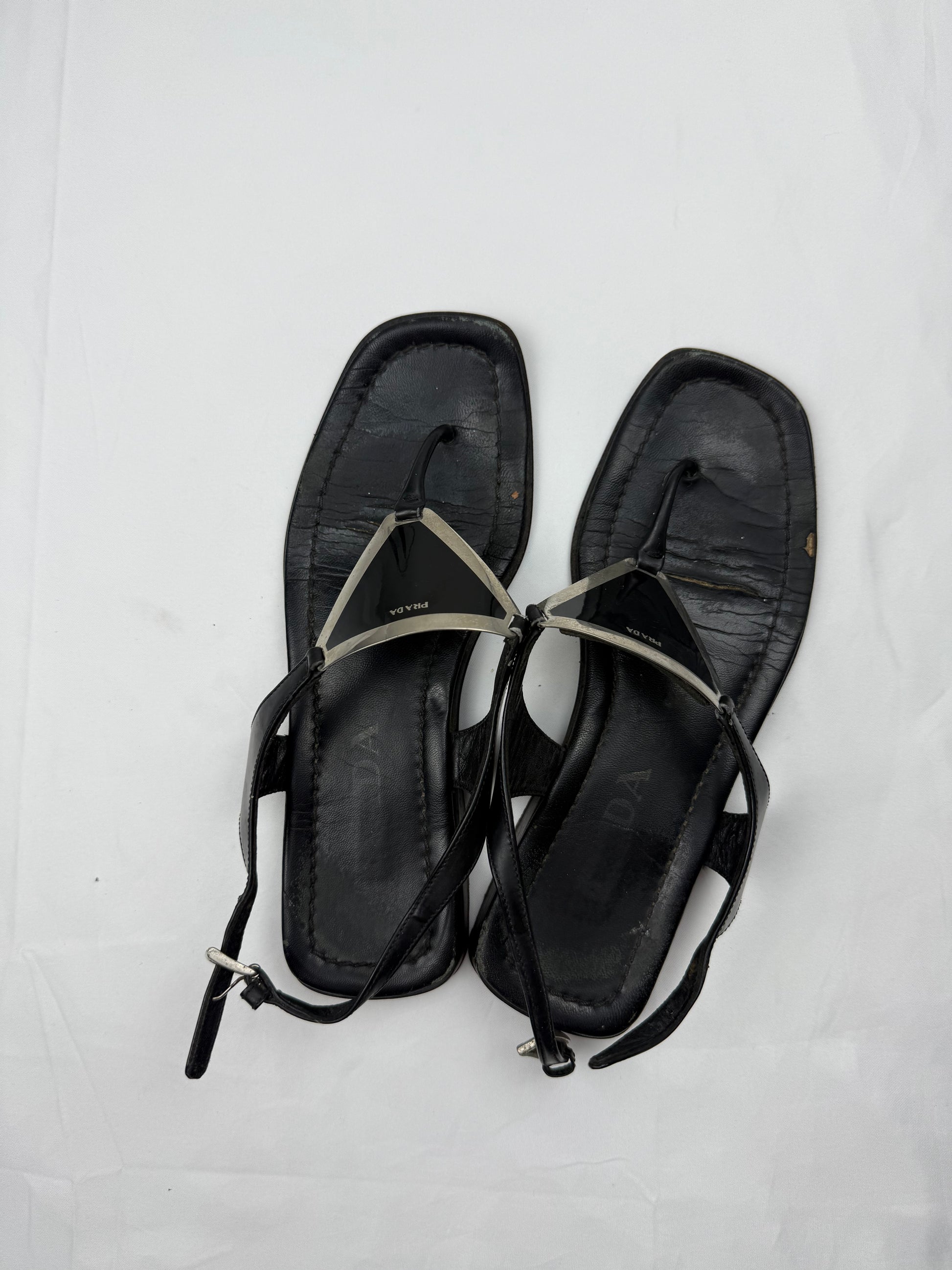 Black buckle summer sandals shoes (36)