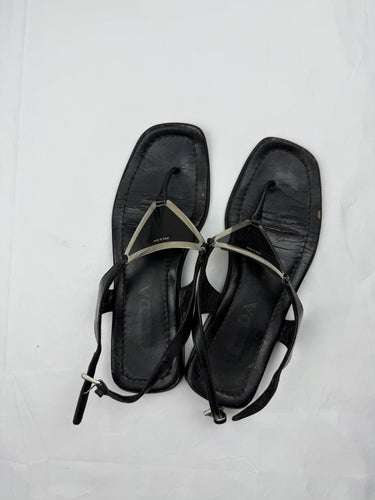 Black buckle summer sandals shoes (36)