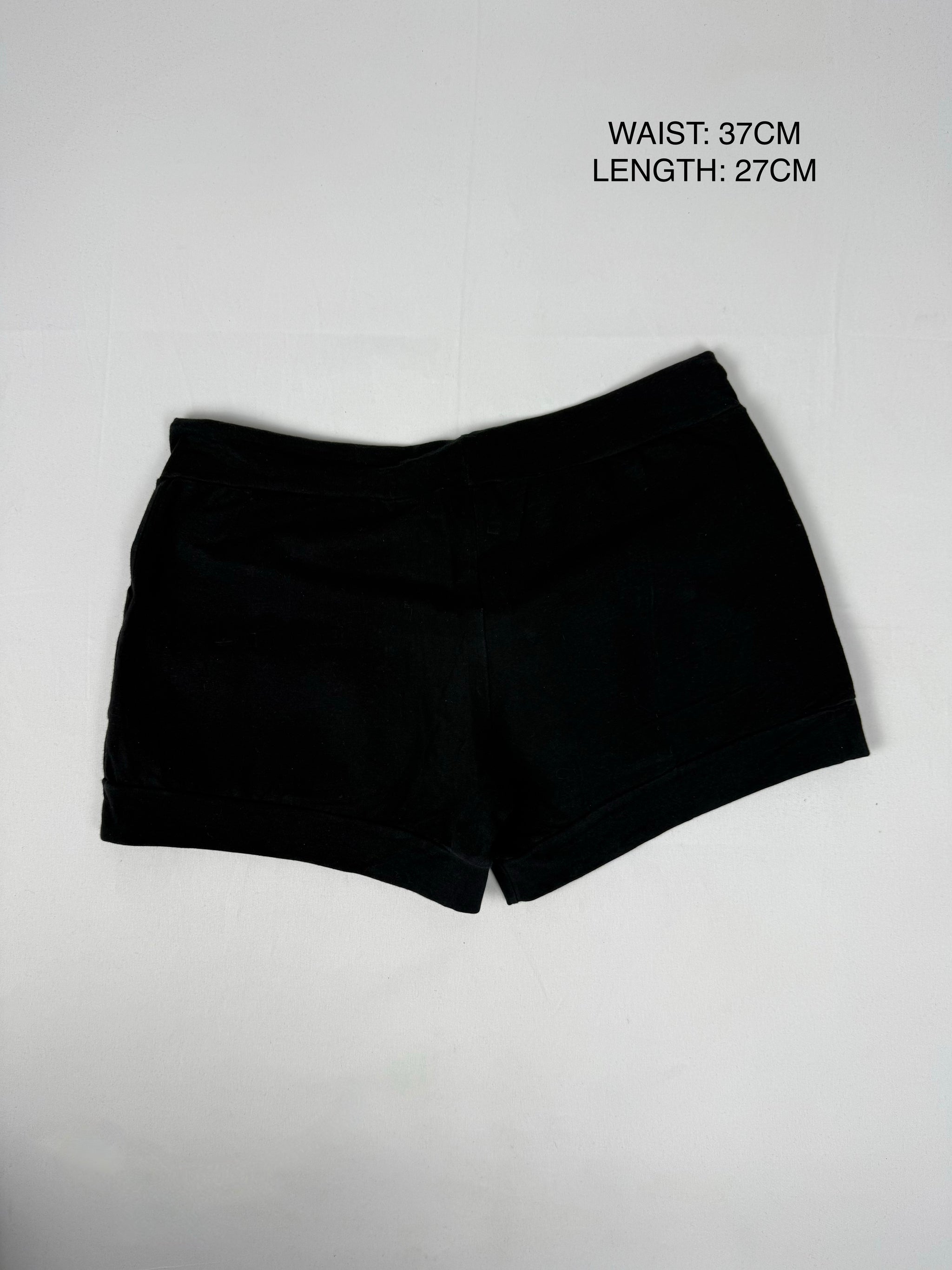 Black cotton activewear low rise mini short (S)