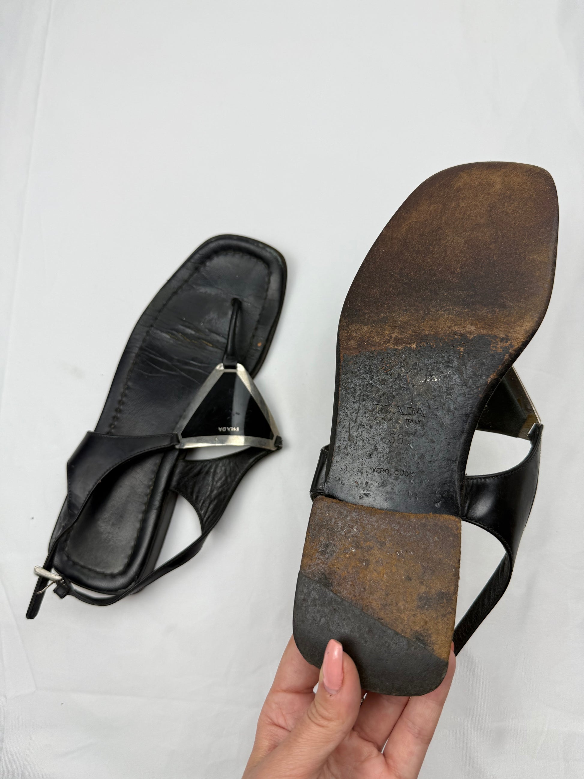 Black buckle summer sandals shoes (36)