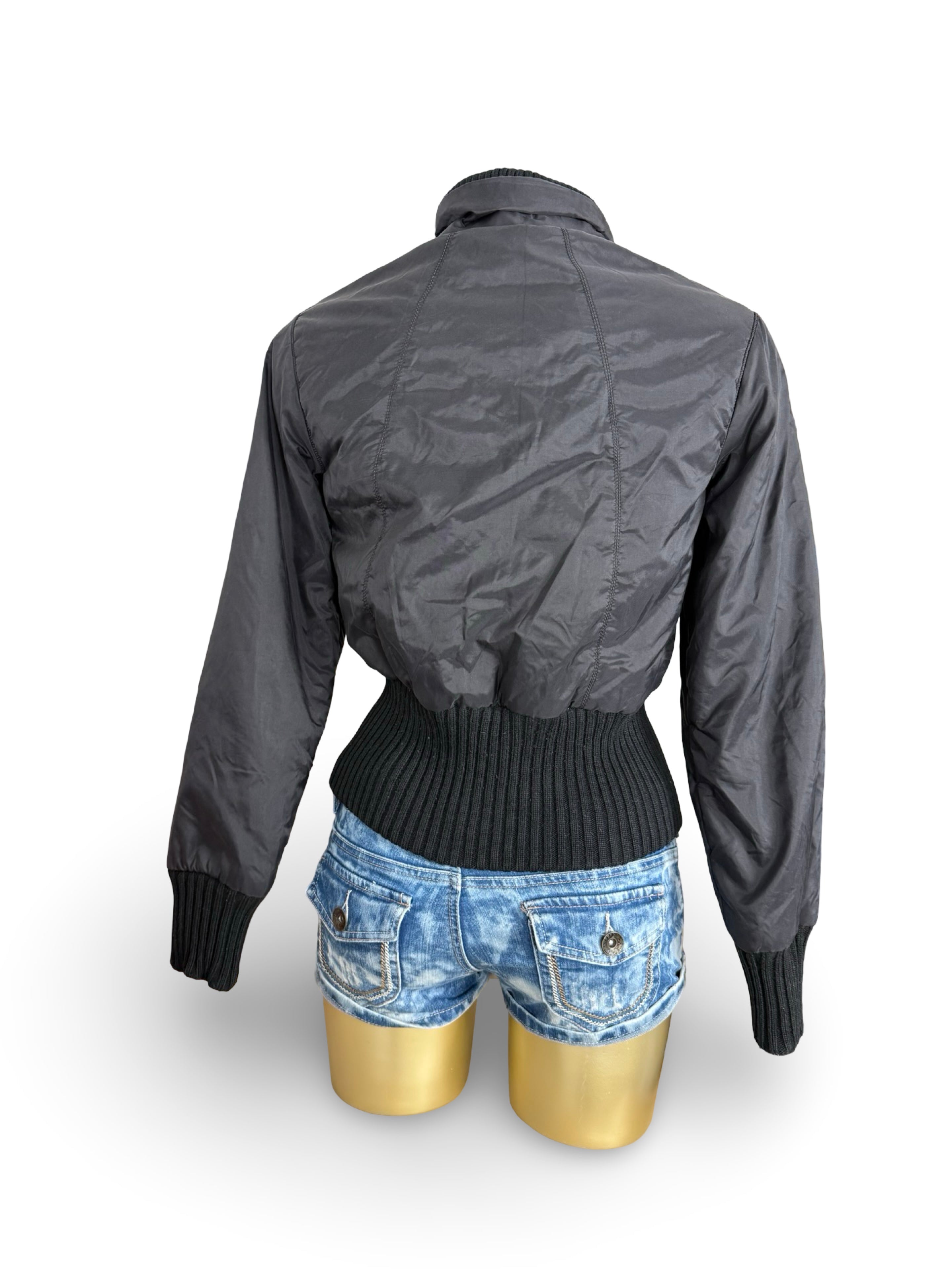 Black puffer lace up tight fit jacket (S)