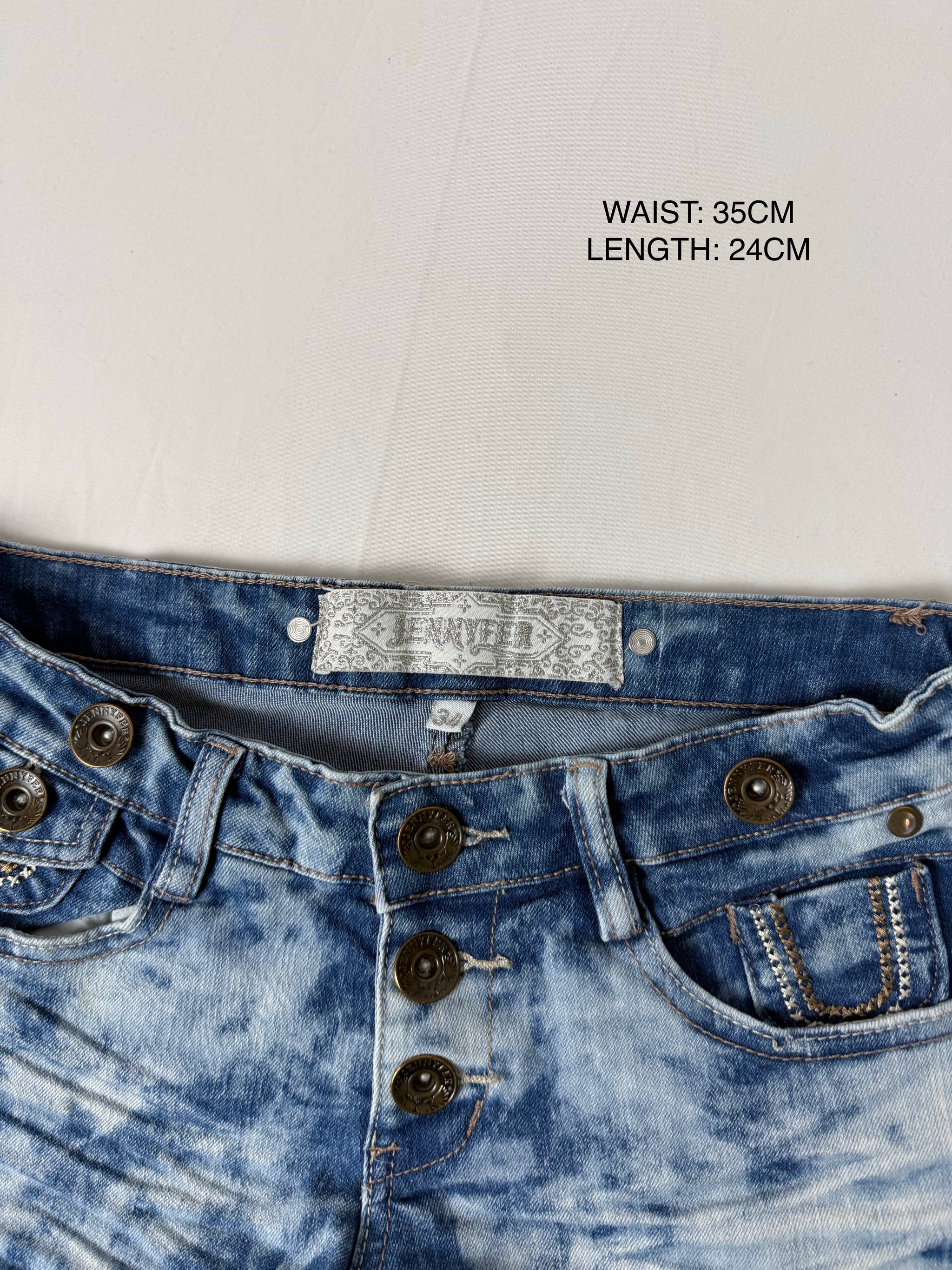 Blue denim low rise mini short (XS)