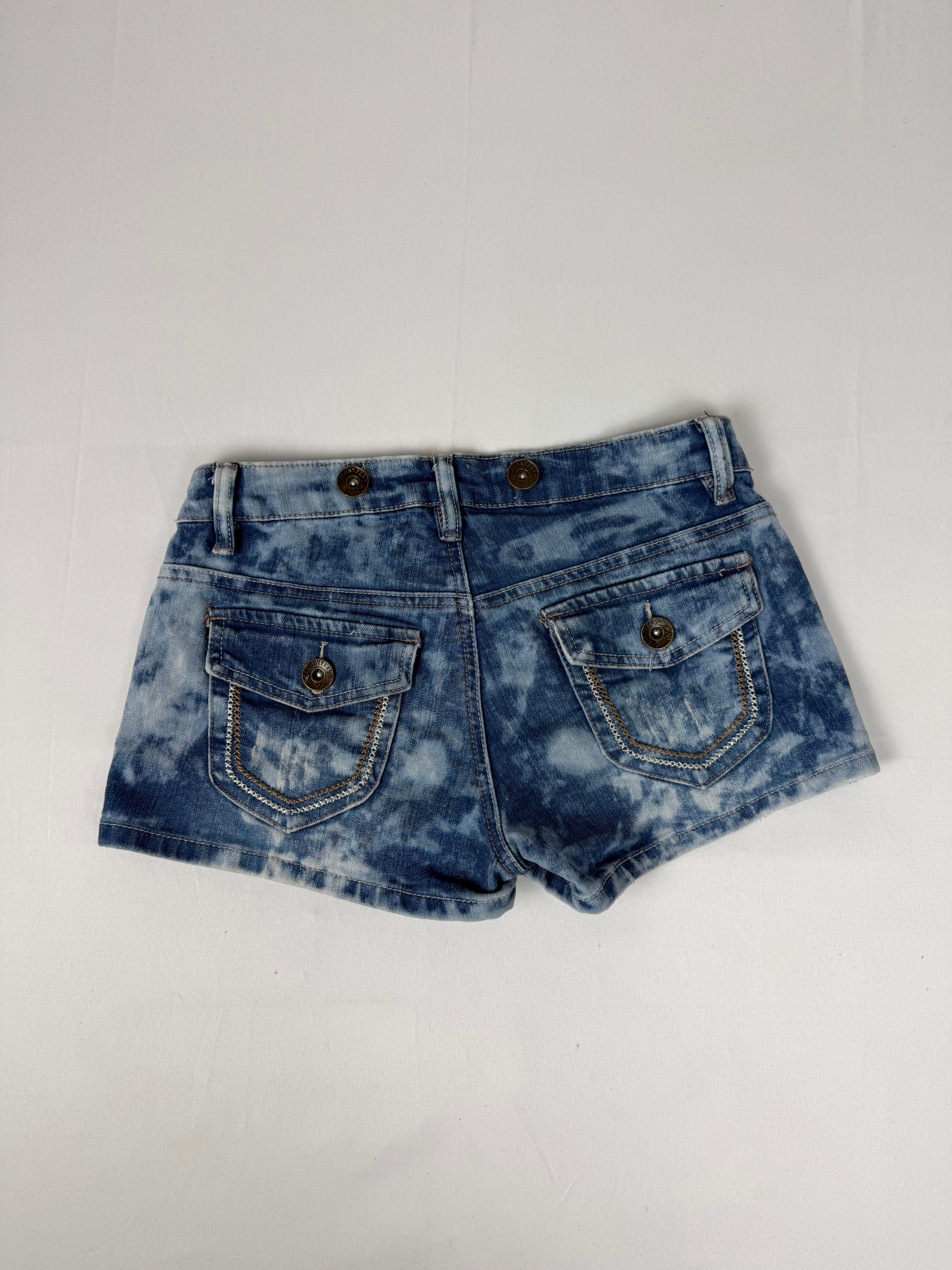 Blue denim low rise mini short (XS)