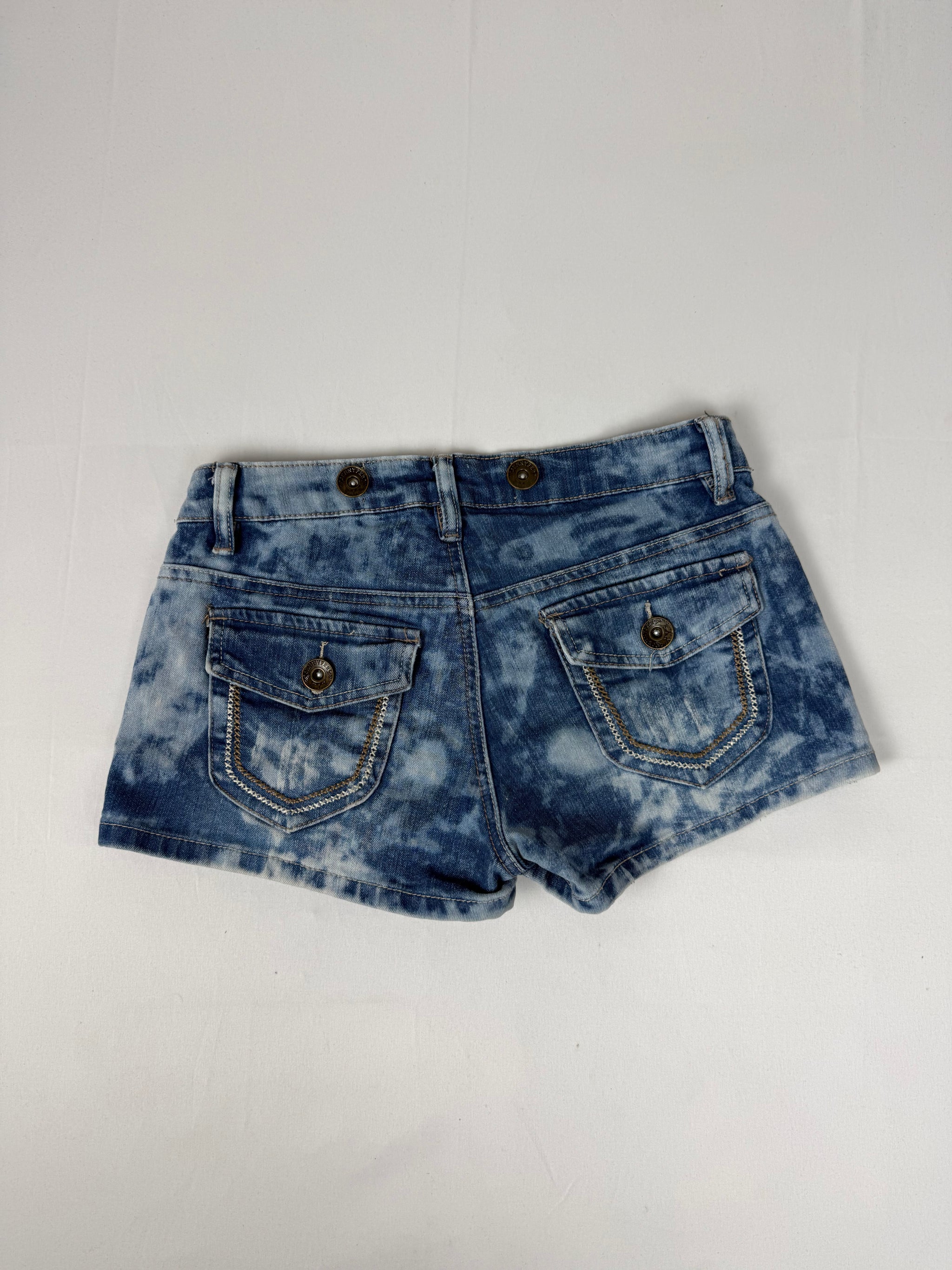 Blue denim low rise mini short (XS)