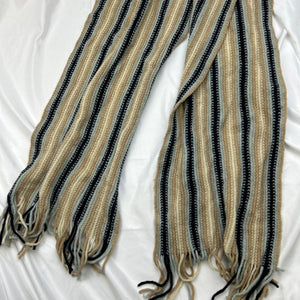 Cream striped knitted scarf