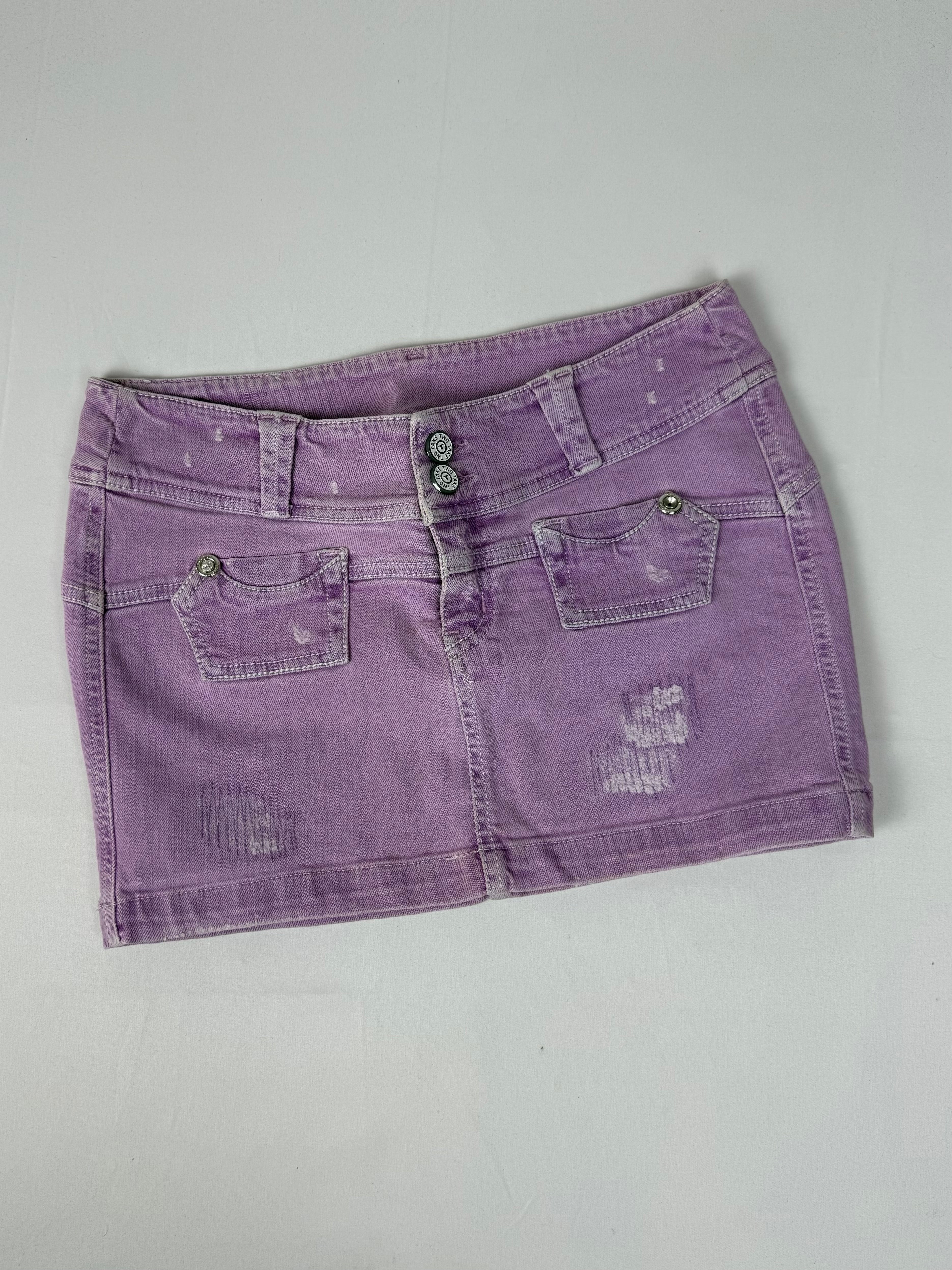 Lilac denim low rise mini skirt (S)